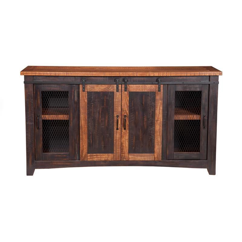 Santa Fe 65" Solid Wood TV Stand Antique Black and Honey - Martin Svensson Home