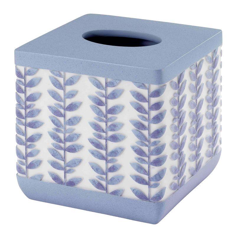 Periwinkle Blue Resin Leaf Design Tissue Box Cover