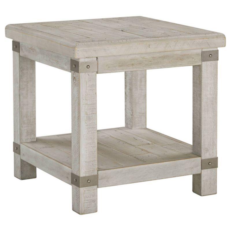Carynhurst Rectangular End Table White - Signature Design by Ashley: Farmhouse Style, Distressed Finish, Storage Shelf