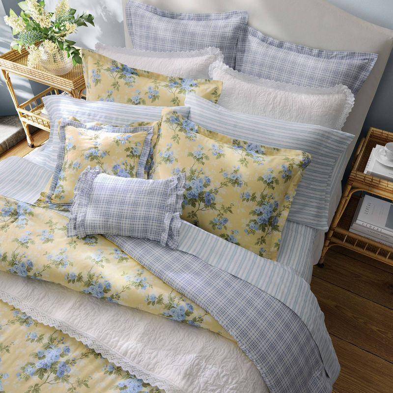 Laura Ashley Cassidy Floral Yellow Cotton Comforter Bonus Set