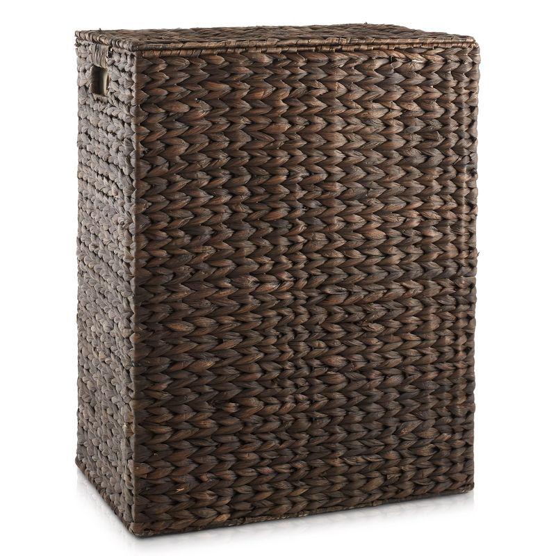 Casafield Large Laundry Hamper with Lid and Removable Liner Bag, Woven Water Hyacinth Laundry Basket for Clothes