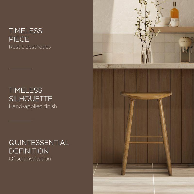 Maven Lane Luna Backless Modern Dining Kitchen Stool with Narrow Saddle Seat, Set of 3