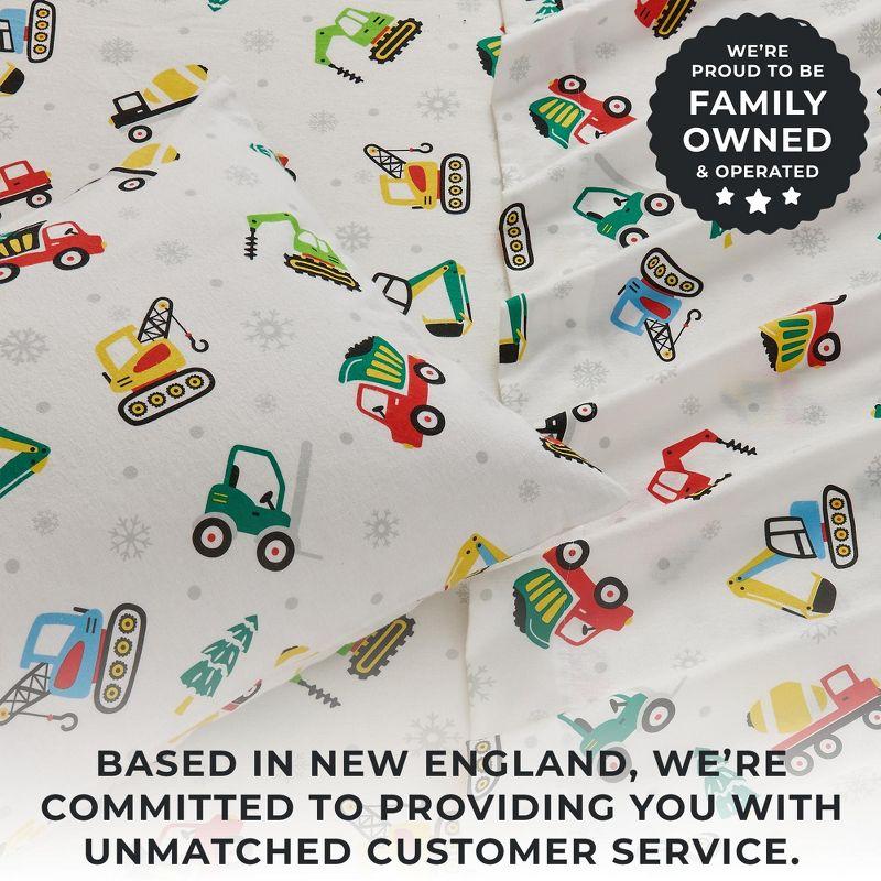 100% Cotton Christmas Flannel Sheets - Great Bay Home (Twin, Christmas Toy Trucks)