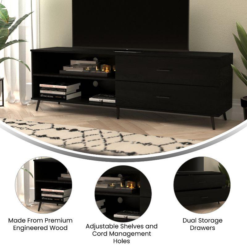 Flash Furniture Nelson 65" Mid Century Modern TV Stand for up to 60" TV's with Adjustable Shelf and Storage Drawers