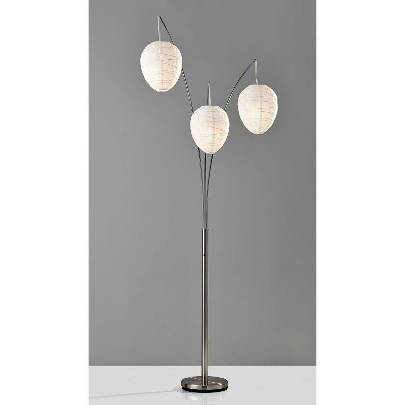 Belle Arc Lamp Silver - Adesso: Chrome Poles, White Rice Paper Lanterns, Multi-Head, ETL Listed