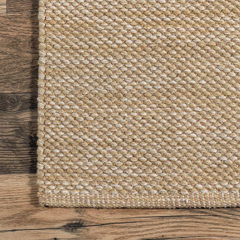 Beige Flat Woven Handmade Cotton Area Rug, 4' x 6'