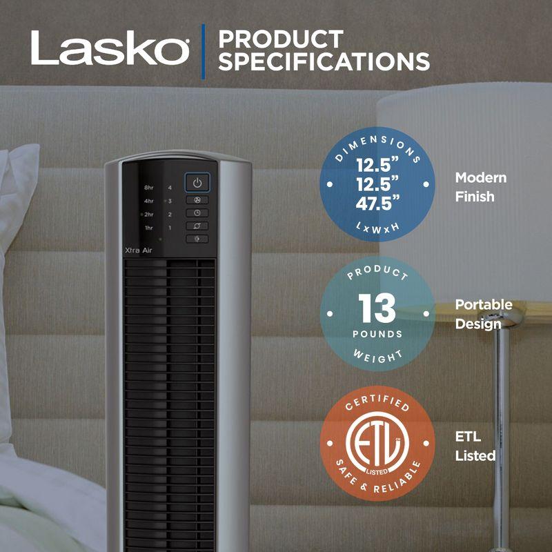 Lasko T48332 XtraAir 48 Inch 3 Speed Quiet Widespread Oscillating Home Tower Fan with Remote, Electronic Controls, 8 Hour Timer, and Nighttime Setting