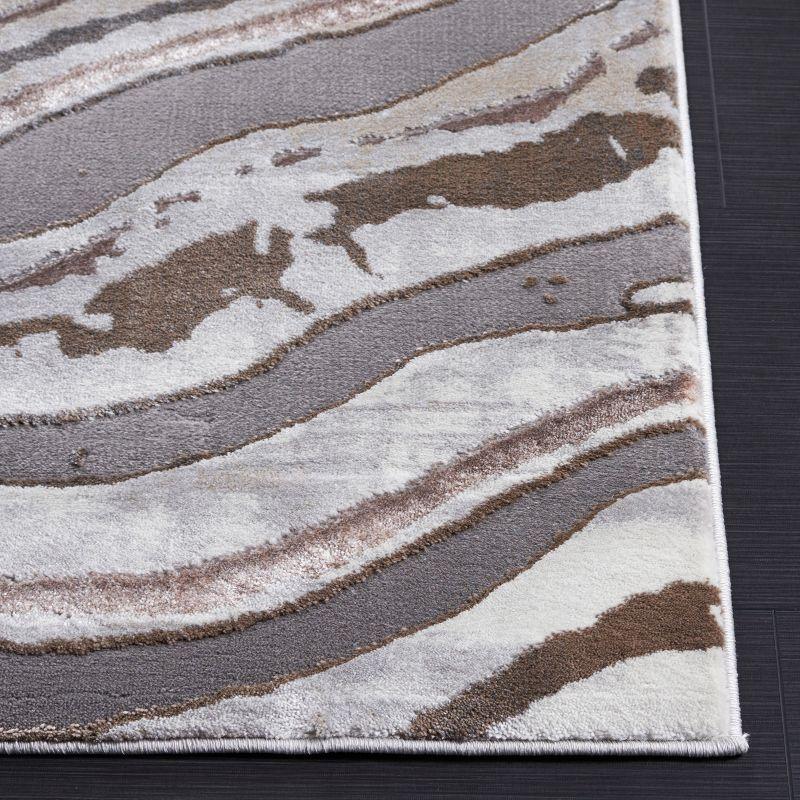 Elysian Swirls 6'7" Square Abstract Gray Synthetic Rug