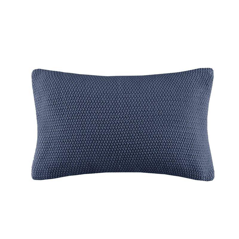 12"x20" Oversize Bree Knit Lumbar Throw Pillow Cover Indigo - Ink+Ivy: Acrylic, Machine Washable, Zippered