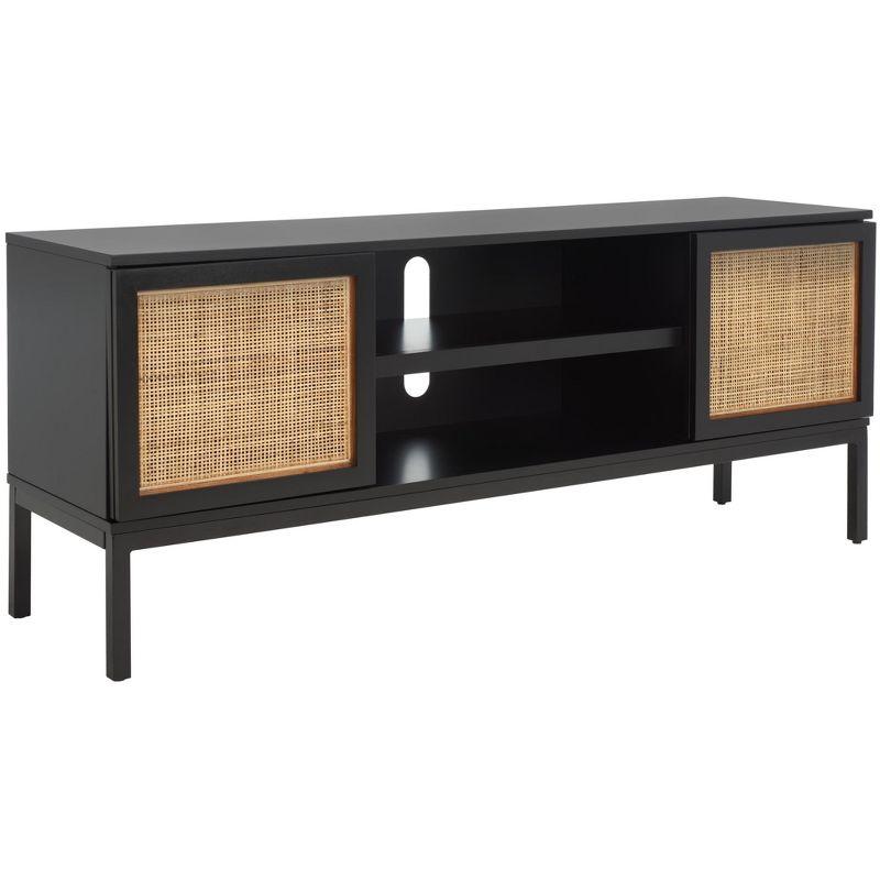 Zadie 2 Shelf Rattan Media Stand - MED5009 - Black/Natural - Safavieh