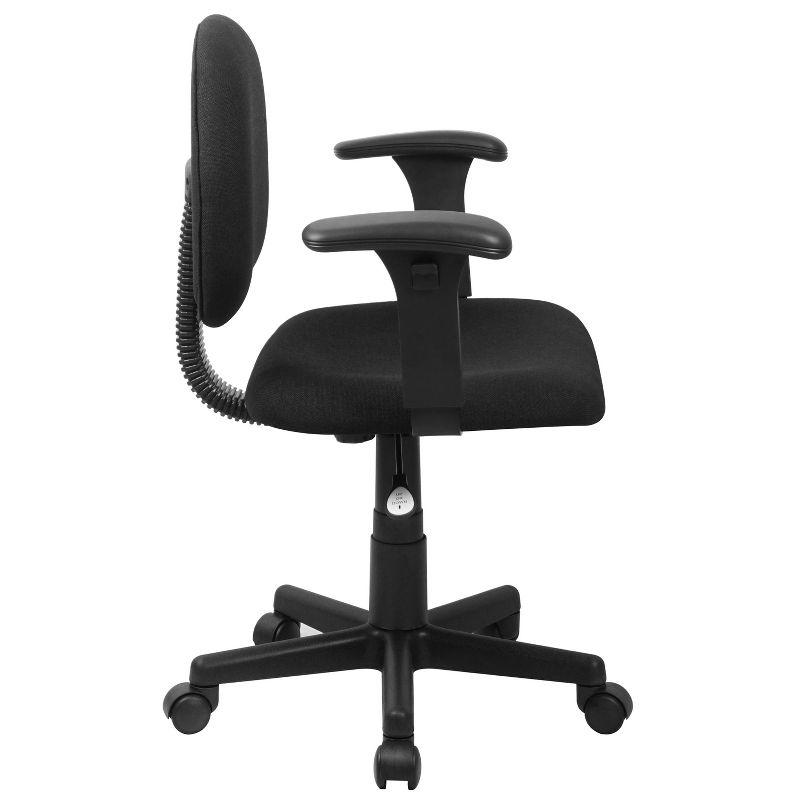 Flash Furniture Wayne Mid-Back Black Fabric Swivel Task Office Chair with Adjustable Arms