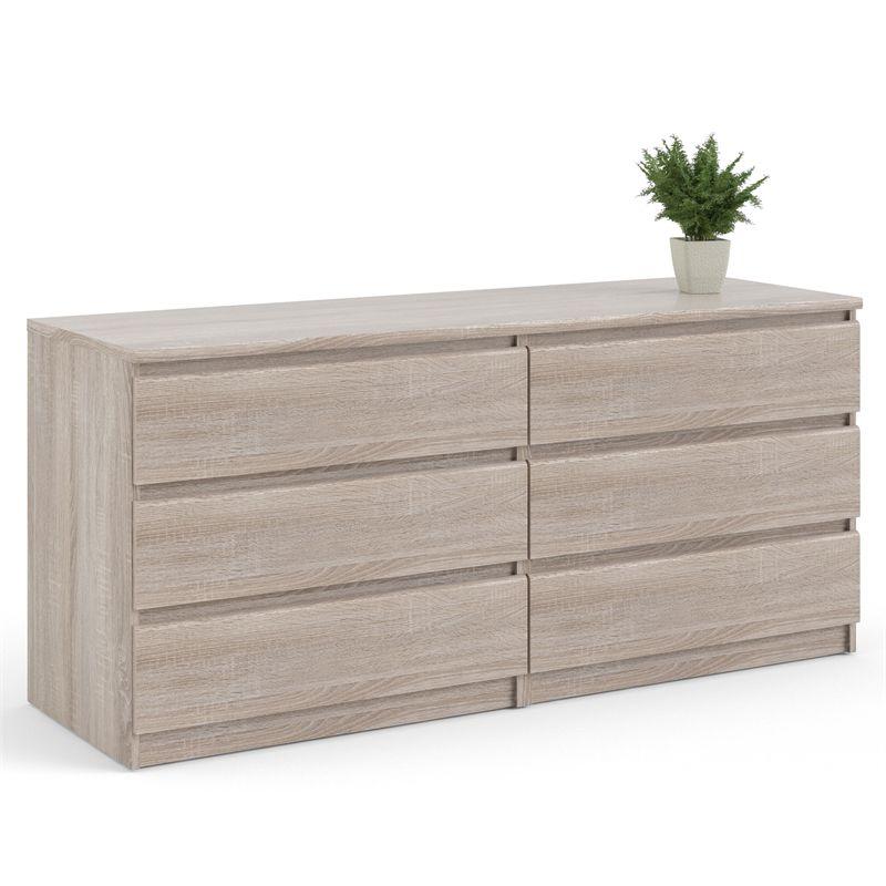 Wood Scottsdale 6 Drawer Double Dresser in Truffle Brown-Tvilum