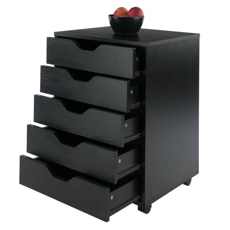 Halifax 5 Drawer Cabinet with Casters Black - Winsome