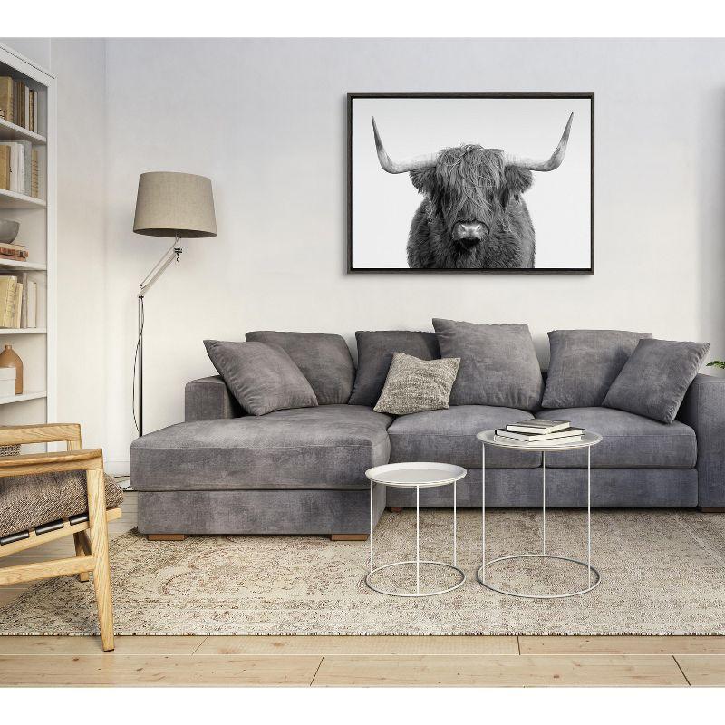 Kate and Laurel Sylvie Highland Cow Portrait Framed Canvas by Amy Peterson Art Studio