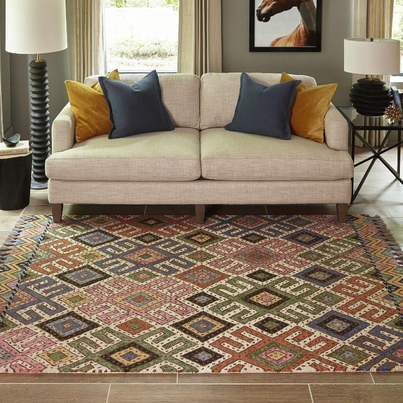 Tahoe Multicolor Geometric Tufted Wool Accent Rug