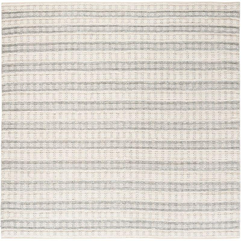 Hand-Tufted Gray Square Viscose and Silk Blend Area Rug