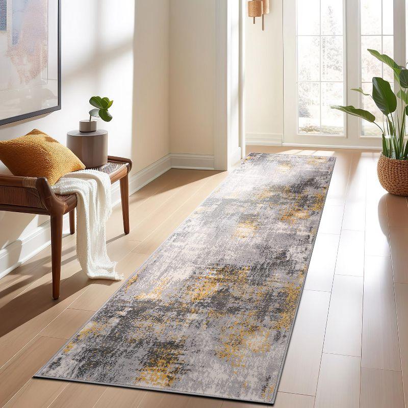 World Rug Gallery Dublin Contemporary Abstract Area Rug - Yellow 2'x7'