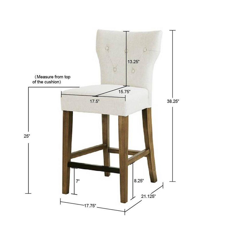 Saffron Tufted Back Counter Height Barstool Cream - Madison Park: Upholstered, Padded, Wood Legs