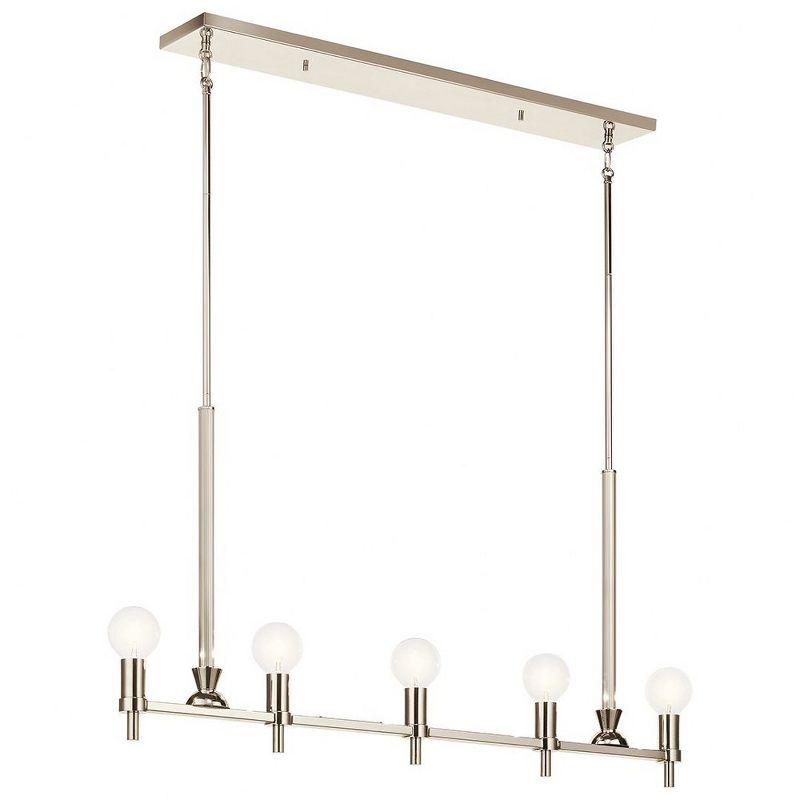 Torvee Nickel Textured 5-Light Linear Chandelier with Geometric Design