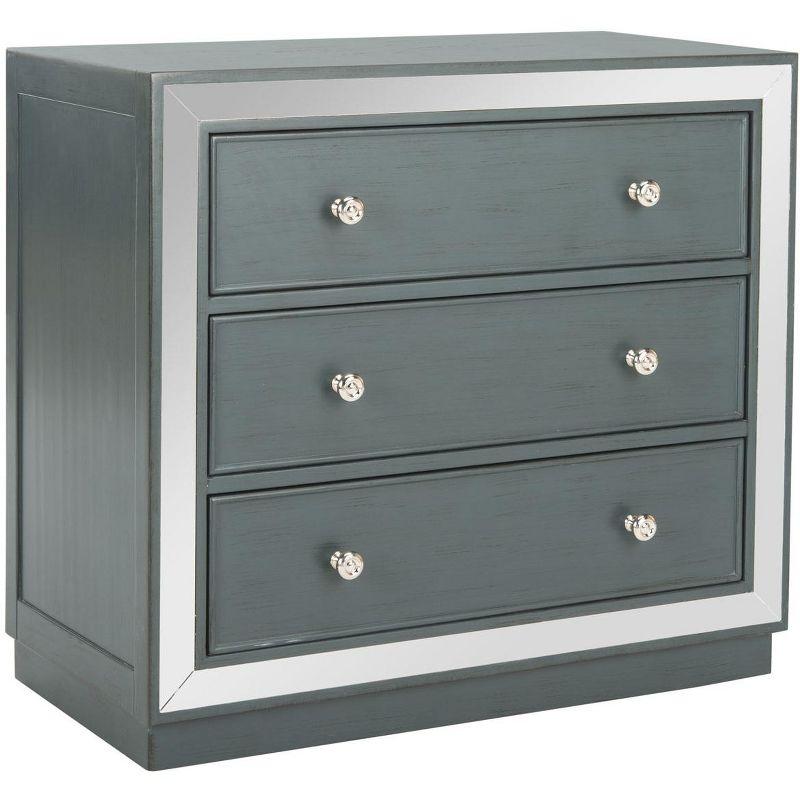 Steel Teal 3-Drawer Chest with Mirror Finish