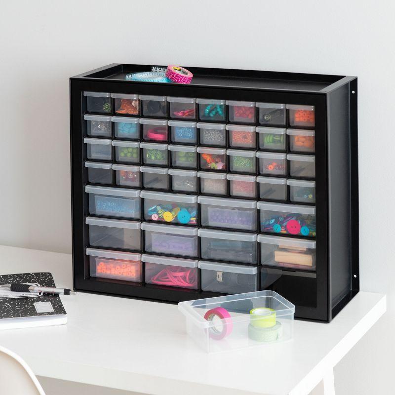 Compact 44-Drawer Black Stackable Storage Organizer