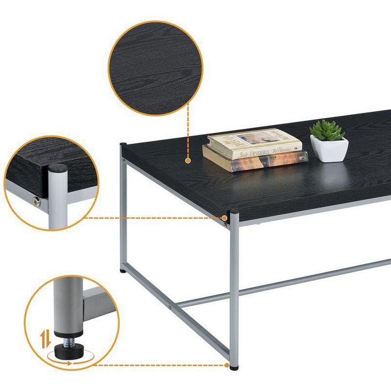 HOMLUX Industrial 3 PCS Coffee Table Set Rectangular Sofa Table and 2PCS End Tables,Black