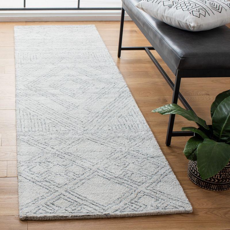 Ivory Abstract Handmade Tufted Wool Runner Rug