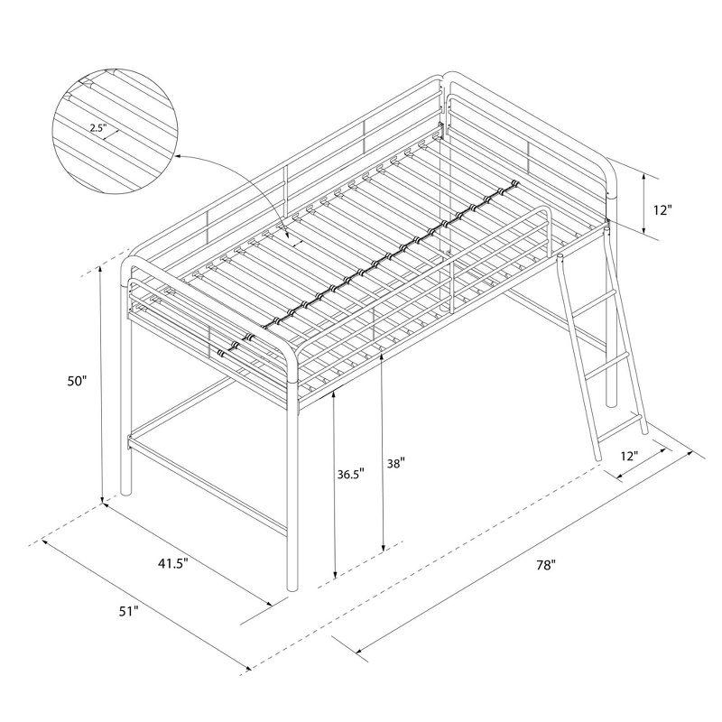 DHP Jett Junior Twin Metal Loft Bed