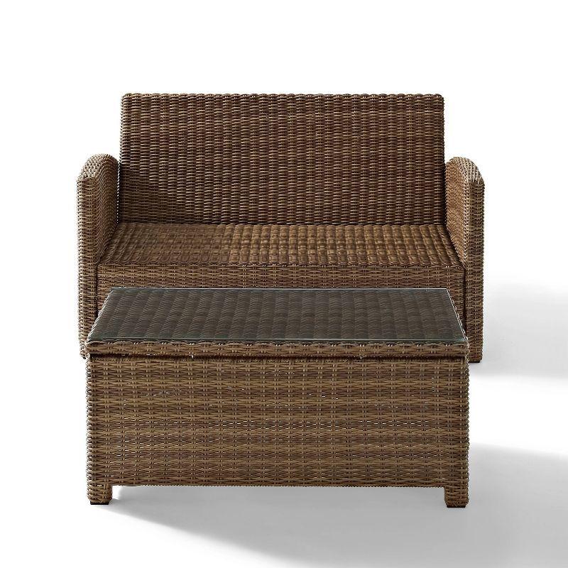 Bradenton 2pc Outdoor Wicker Conversation Set - Navy - Crosley: Steel Frame, UV-Resistant, with Coffee Table