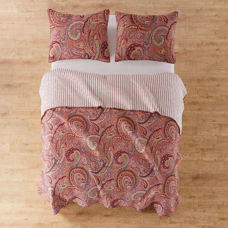 Paisley Perfection Full Cotton Quilt Set in Rich Burgundy and Red