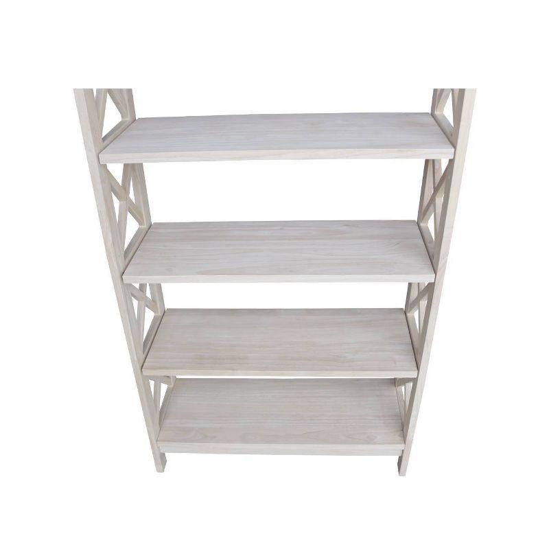 International Concepts 48" 4 Tier X-Sided Bookshelf: Hardwood Vertical Storage, Farmhouse Style, 30" Wide