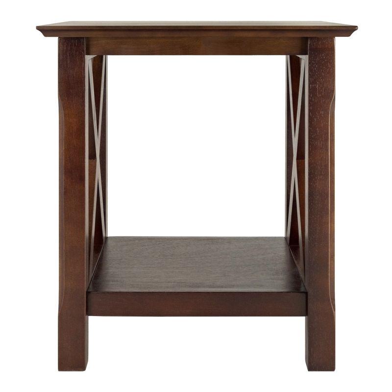 Cappuccino Wood Composite Rectangular End Table with Shelves