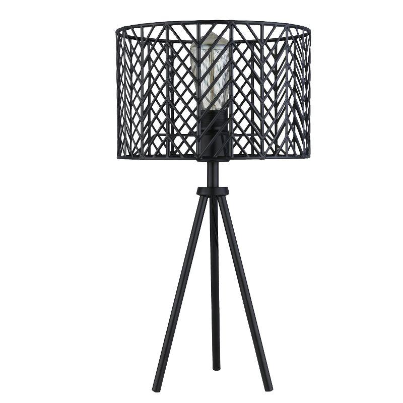 18.5" Ingrid Cage Shade Metal Tripod Table Lamp Black - River of Goods: Modern Accent for Living Room, Inline Switch