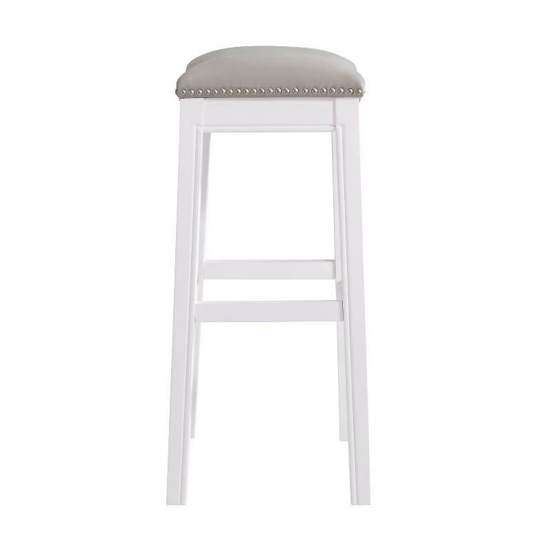 Williston 29'' White Leather Saddle Style Bar Stool