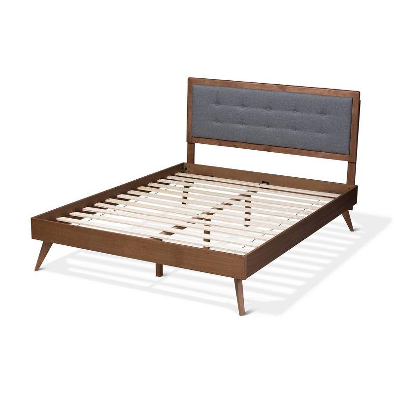 Baxton Studio King Ines Walnut Finished Wood Platform Bed Gray: Rubberwood & MDF, No Box Spring Needed