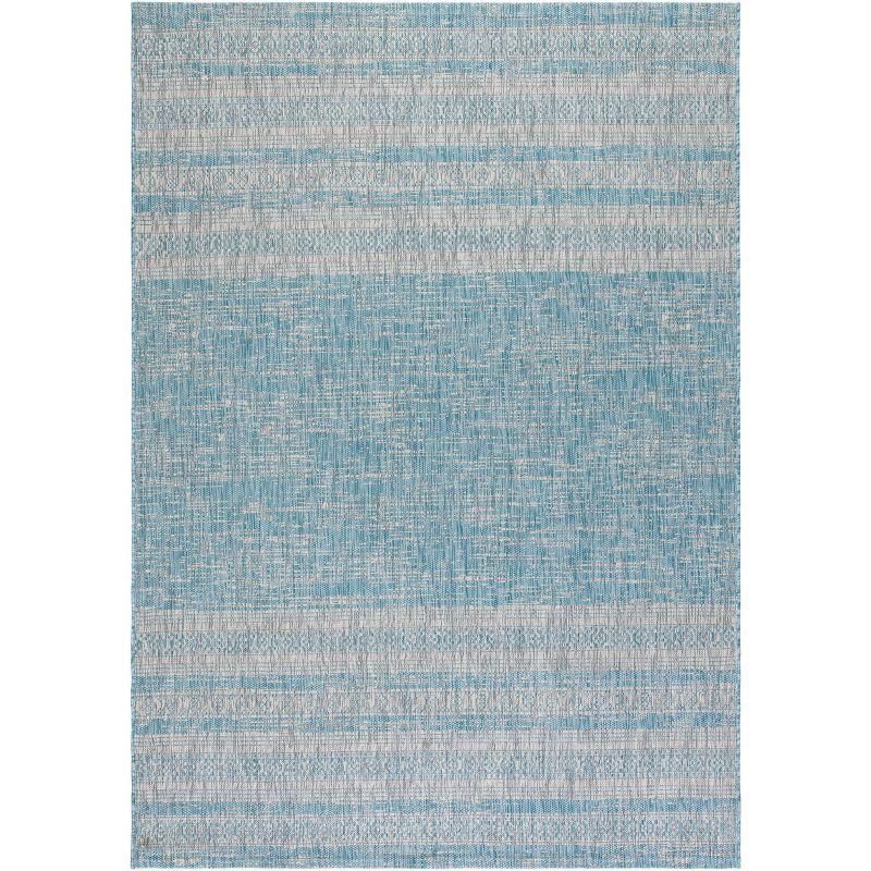 Courtyard CY8061 Power Loomed Indoor and Outdoor Area Rug - Aqua/Grey - 8'x10' - Safavieh