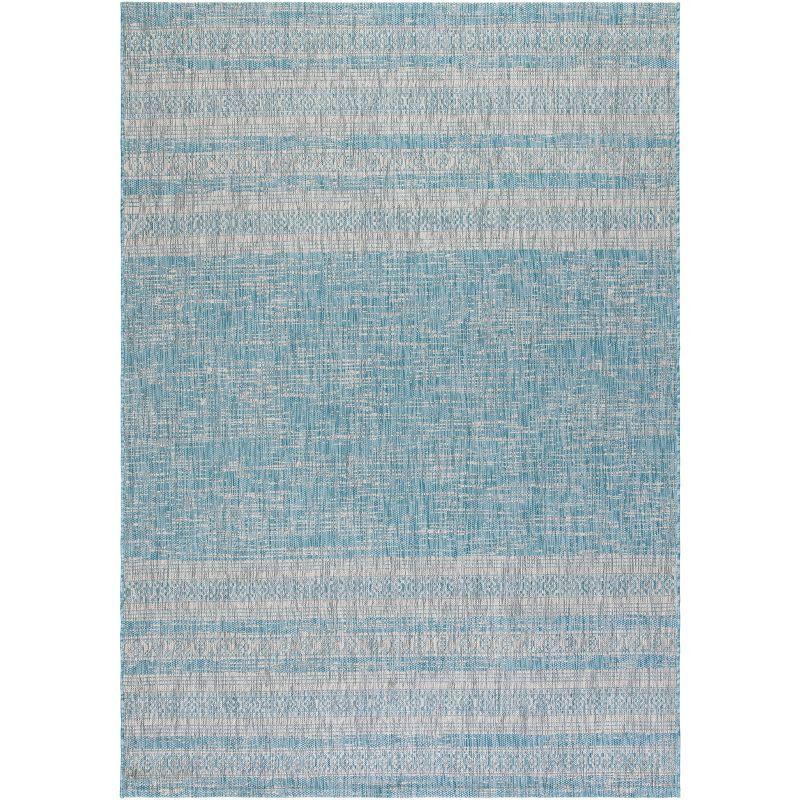 Courtyard CY8061 Power Loomed Indoor and Outdoor Area Rug - Aqua/Grey - 6'7"x9'6" - Safavieh