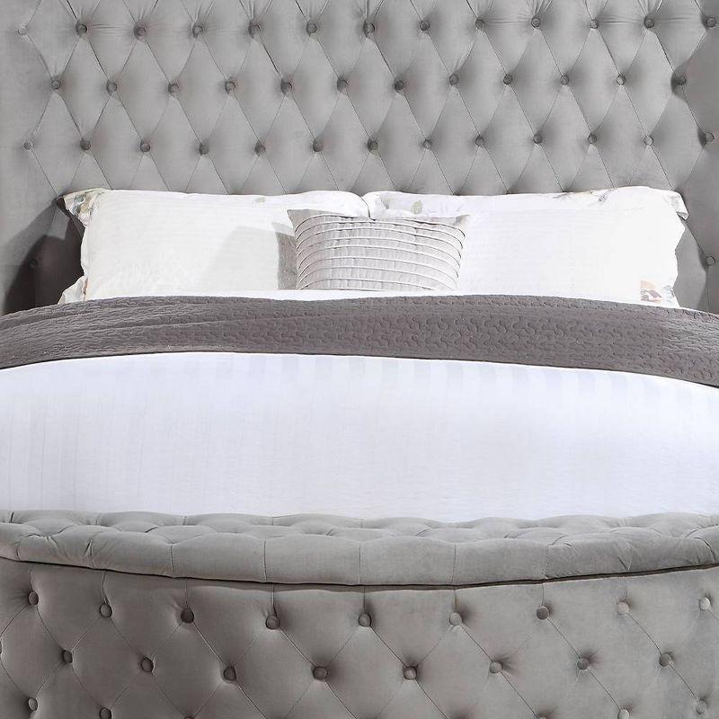 109" Queen Bed Gaiva Bed Gray Velvet - Acme Furniture: Elegant Nailhead, Button-Tufted Design, Wood Composite Frame