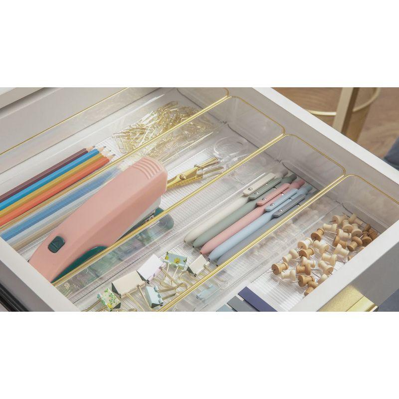 Thomas Martha Stewart Plastic Stackable Office Desk Drawer Organizers with Metallic Trim, 9" x 3"