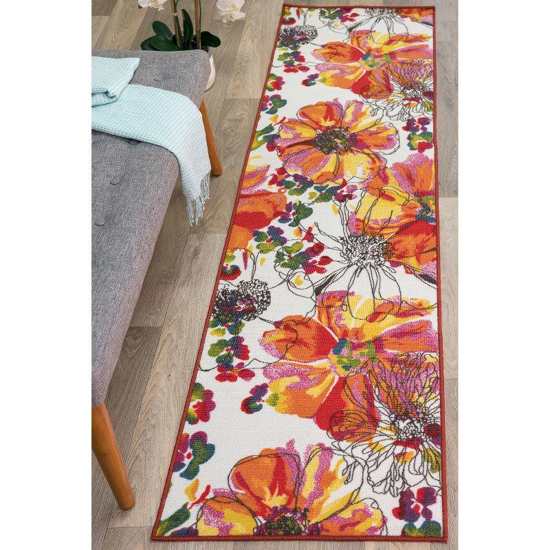 Bright Floral Symphony Non-Slip Washable Area Rug - 2' x 7'