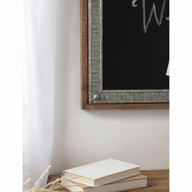 Rustic Brown Wood and Metal Framed Magnetic Chalkboard, 24x30