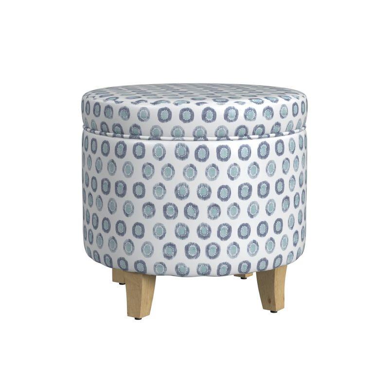 Cole Classics Round Storage Ottoman Flared Wood Leg Faux Sheepskin Cream - HomePop
