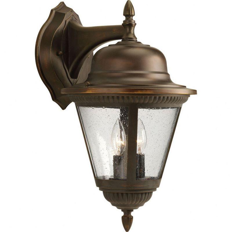 Progress Lighting Westport 2-Light Large Wall Lantern, Antique Bronze, Clear Seeded Glass Shade