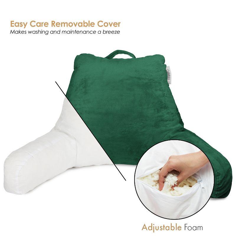 Nestl Memory Foam Reading Pillow for Kids, Small Reading & Bed Rest Pillow, Hunter green Back Pillow with Pockets