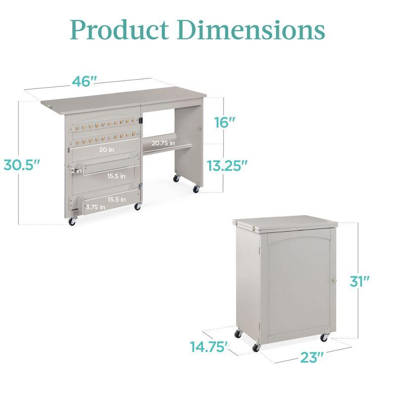 Best Choice Products 46'' x 16'' Sewing Table with Sewing Machine Platform and Wheels