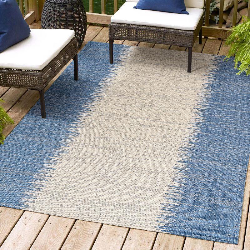 4'x6' Tavira Modern Strie' Indoor/Outdoor Area Rug, Blue/Beige - JONATHAN Y