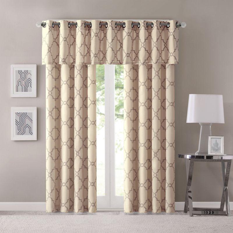 Madison Park Saratoga Fretwork Print Grommet Top Single Window Valance