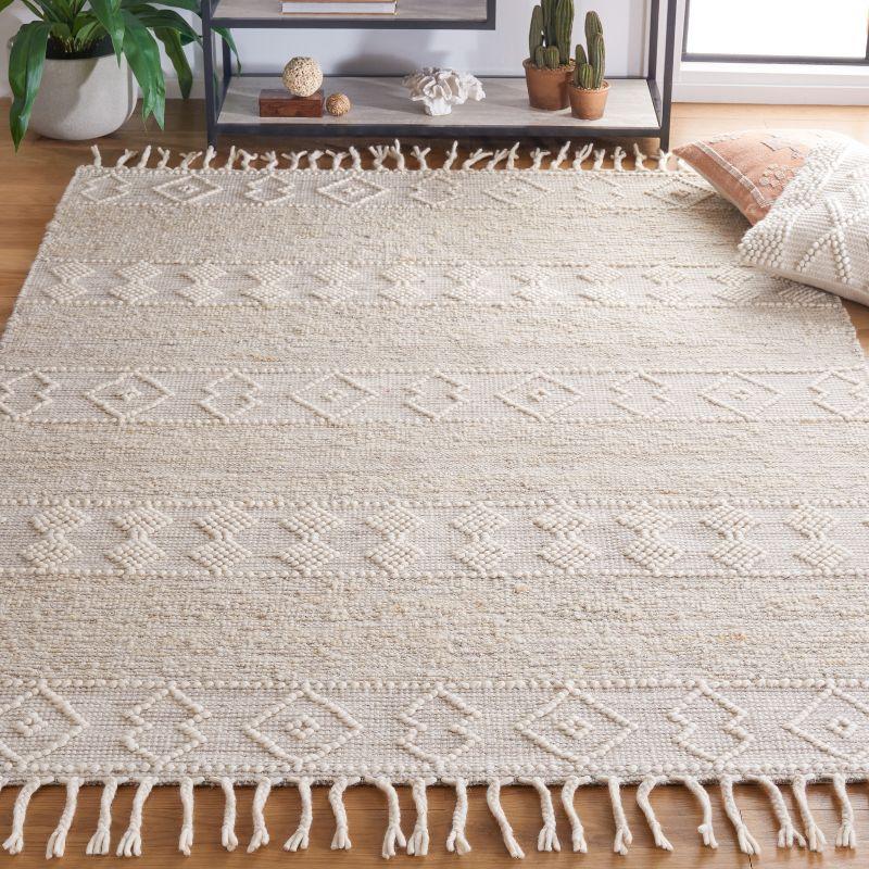 Ivory Wool Handmade Flat Woven 8' x 10' Area Rug