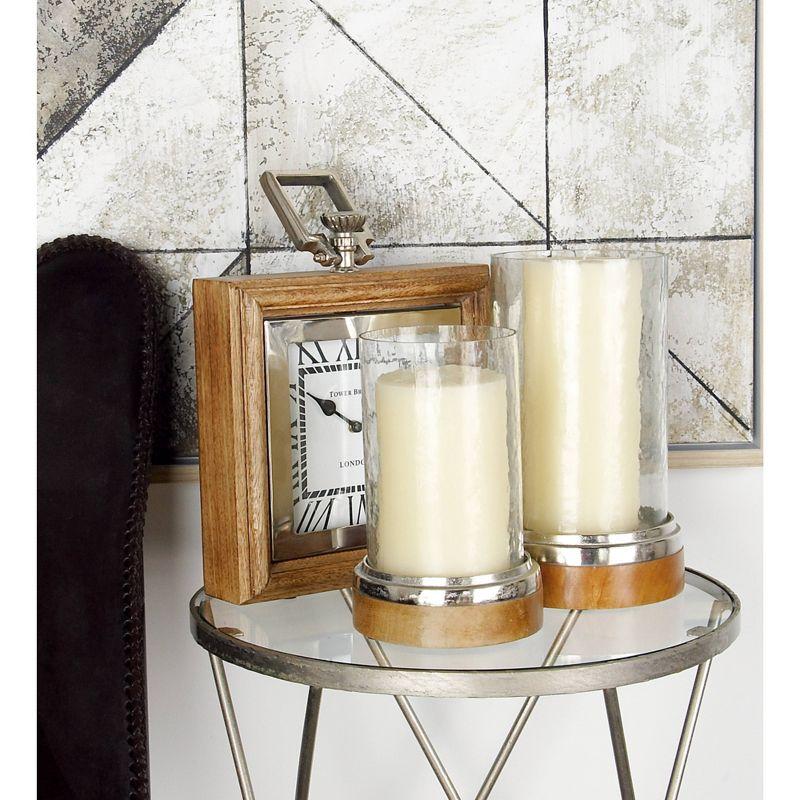 Set of 3 Mango Wood and Aluminum Candle Holders - Olivia & May