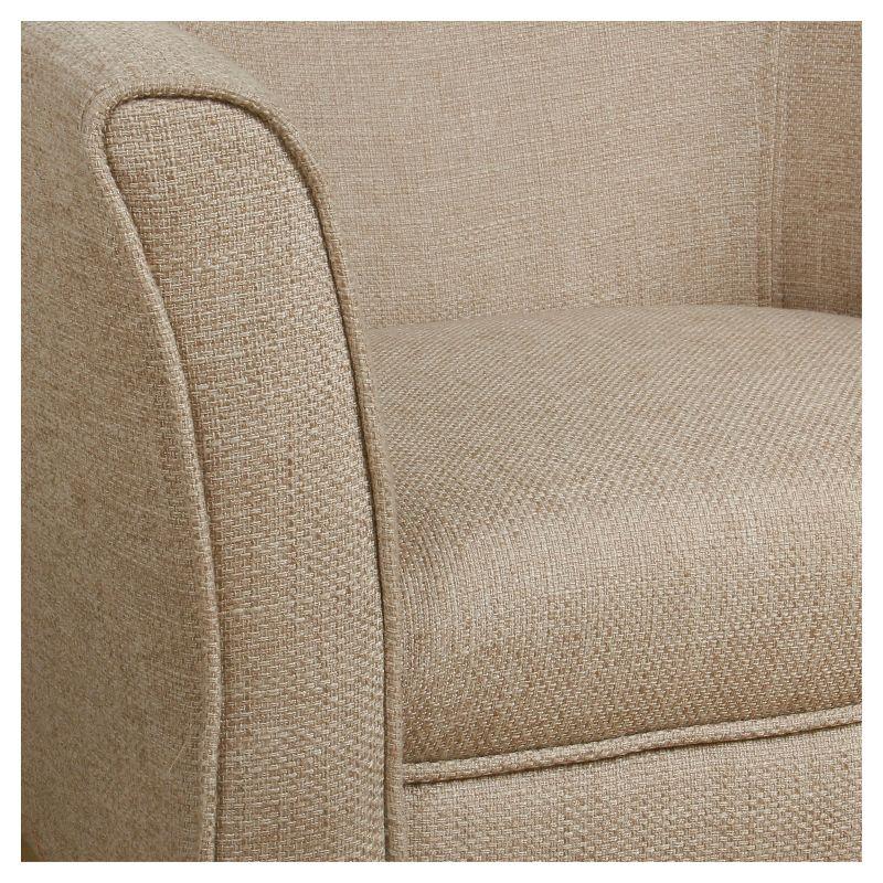 Flax Brown Modern Barrel Wooden Accent Chair